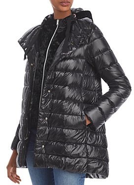 velvet hooded puffer jacket