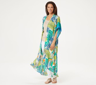 Women With Control Attitudes by Renee Petite Border Print Duster