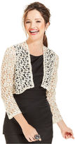 Thumbnail for your product : Marina Three-Quarter-Sleeve Open-Front Crochet-Lace Cardigan