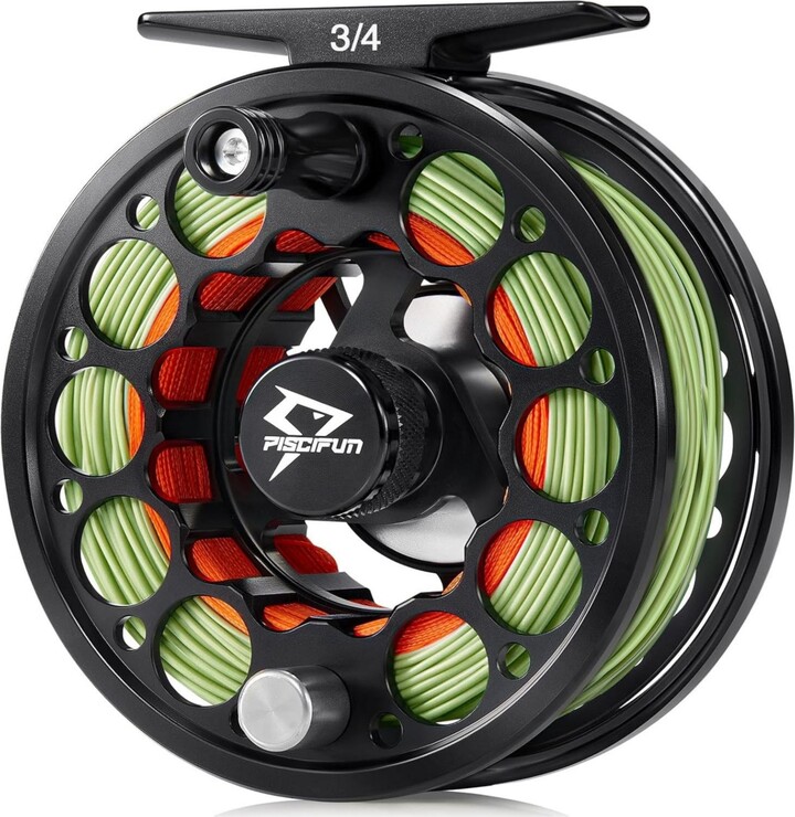 Piscifun Sword Fly Fishing Reel with Cnc Machined Aluminum Alloy Housing, 3/4, 5/6, 7/8, 9/10 Weights - Black-3/4wt