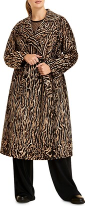 Marina Rinaldi, Plus Size Leopard Jacquard Trench Coat