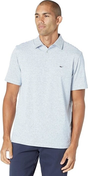 Vineyard Vines Bradley Stripe Sankaty Polo Men's Clothing Yacht Blue Tejeda : XS, Polyester/Elastane