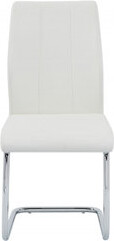 Ivy Bronx Contemporary Dining Chair Set Of 2, Soft White Faux Leather Upholstered With Chrome Finish Metal Frame