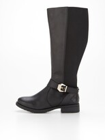 Thumbnail for your product : Very Wide Fit Leather Buckle Trim Knee Boot - Black