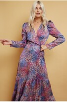 Thumbnail for your product : Little Mistress Simona Spot-Print Satin Maxi Wrap Dress