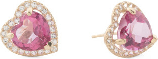 TJMAXX 14Kt Gold Pink Topaz Heart Earrings