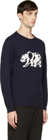 Thumbnail for your product : White Mountaineering Navy Bear Knit Sweater