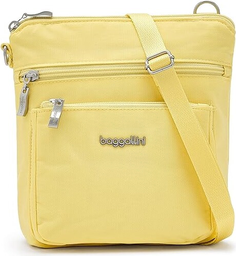 Baggallini Modern Pocket Crossbody Cross Body Women's Handbags Butter Yellow, Nylon/Polyester