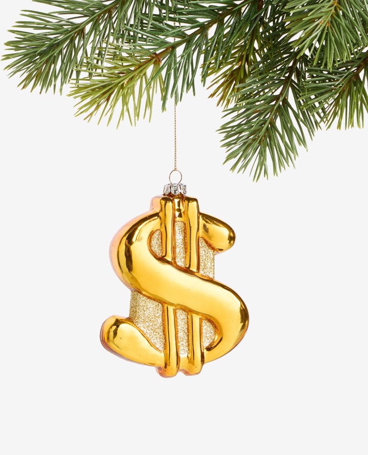 Holiday Lane Eclectic Charm Glass Dollar Sign Ornament, Macy's Exclusive