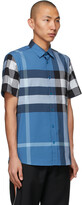 Thumbnail for your product : Burberry Blue Stretch Poplin Check Short Sleeve Shirt