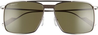 Ferragamo 59mm Rectangular Navigator Sunglasses