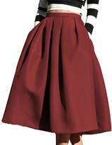 Thumbnail for your product : CoutureBridal High Waisted A Line Pleated Knee Length Midi Skirts with Pockets