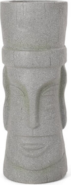 Latitude Run Outdoor Stone Gray Magnesium Oxide Flower Planter - 23.97 In Height, 9.86 Width, 9.26 Depth, 13.24 Lb Weight Oxide, Shade, In. H, W, D, Lb.