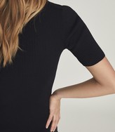 Thumbnail for your product : Reiss TIA RIBBED ZIP NECK POLO SHIRT Black