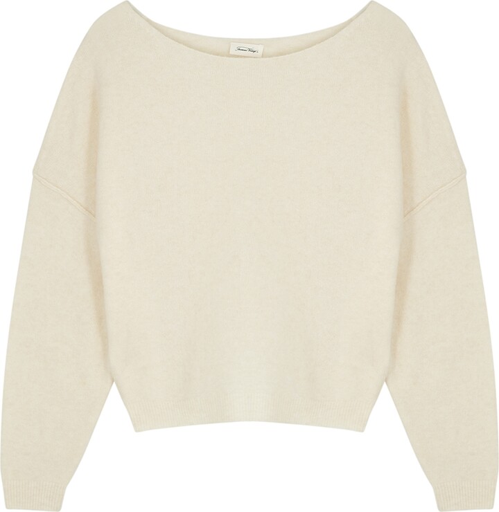 American Vintage Damsville Cream Knitted Jumper - ShopStyle Sweaters
