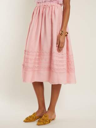 Jupe By Jackie Griggs Embroidered Silk-organza Midi Skirt - Womens - Light Pink