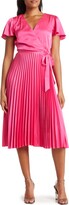 Thumbnail for your product : Tahari Flutter Sleeve Pleated Dress