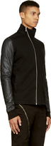 Thumbnail for your product : Rick Owens Black Leather & Jersey Zip-Up