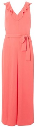 Dorothy Perkins Womens Tall Coral Ruffle Culotte Jumpsuit, Coral
