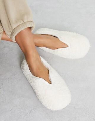 White & Grey Heart Print Mule Slippers In Extra Wide EEE Fit
