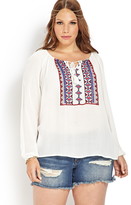 Thumbnail for your product : Forever 21 FOREVER 21+ prairie girl embroidered top