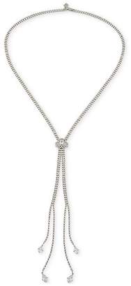 Carolee Silver Tone Crystal Lariat Necklace