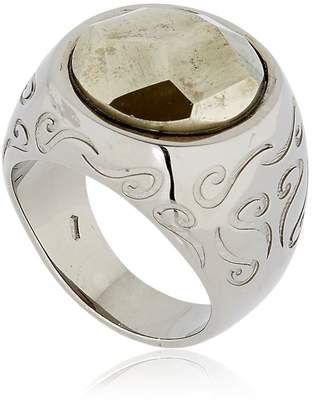 ara Engraved Ring With Pyrite