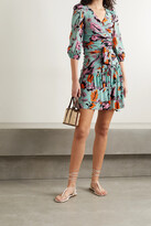 Thumbnail for your product : Diane von Furstenberg Cora Wrap-effect Tiered Printed Tulle Mini Dress - Blue