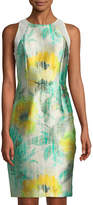 Thumbnail for your product : Carmen Marc Valvo Lace-Trimmed Floral Satin-Twill Dress