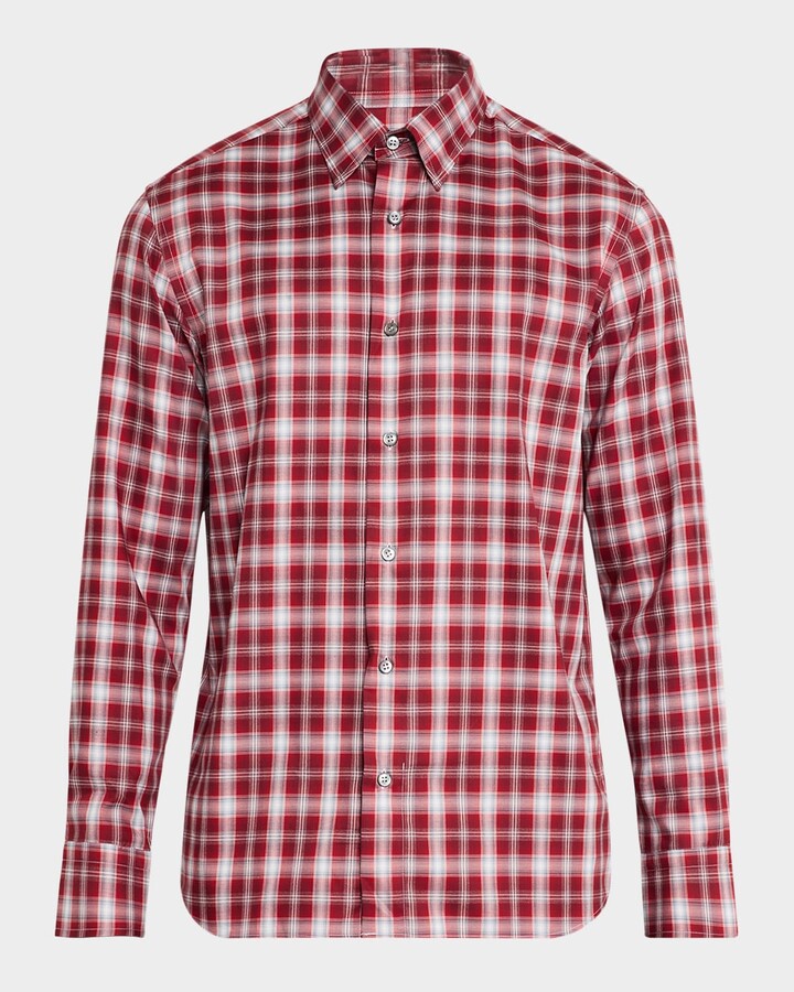 Brioni Men's Cotton Check Casual Button-Down Shirt