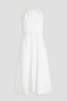 Thumbnail for your product : Sandro Jonquille crocheted lace-trimmed ramie midi dress