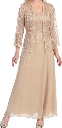 Festiday Women's 2 Pieces Oversized Lace Chiffon Dress Mother of The Bride Pants Suits with Lace Jacket Wedding Outfit Evening Gown Plus Size 
