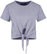Thumbnail for your product : boohoo NEW Womens Tie Front Cotton Tee in Polyester 5% Elastane