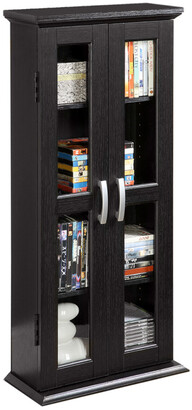 Hewson 41In Wood Media Storage Tower Cabinet