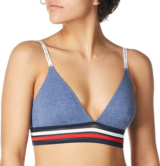 Tommy Hilfiger 2 PK Navy Blue White Seamless Wirefree Bra S Small Womens  for sale online