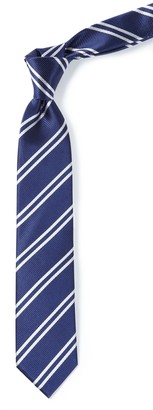 Tie Bar Double Stripe Navy Tie