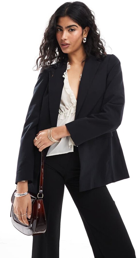 Miss Selfridge relaxed fit essential blazer in black ShopStyle