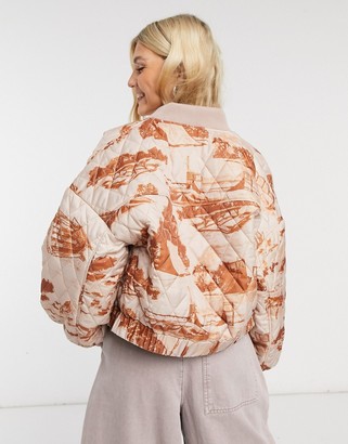 Collusion quilted bomber jacket with photographic print