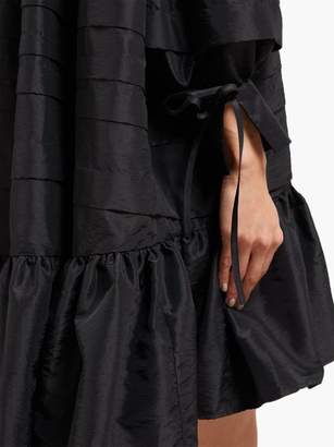 Cecilie Bahnsen - Macy Ruffled-neck Sateen Shirtdress - Womens - Black