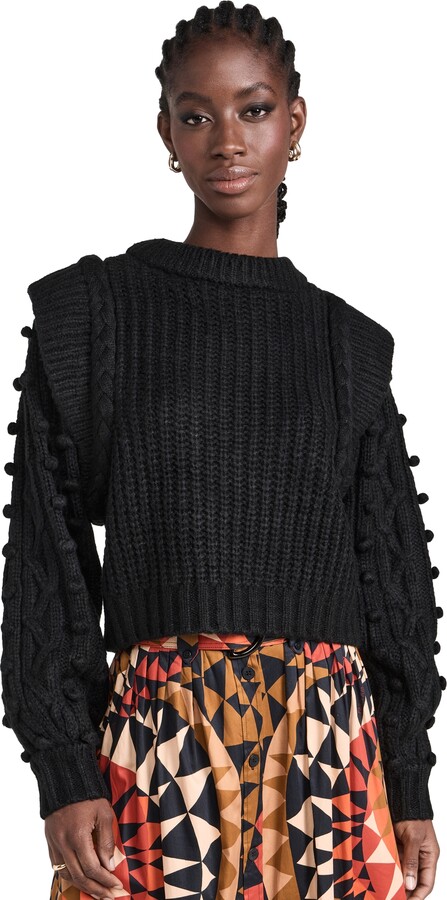 Farm Rio Black Braided Sweater