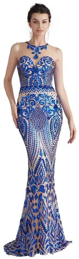 royal blue gold dress