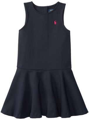 Polo Ralph Lauren Kids Ponte Short Sleeve Pleated Dress (Toddler)