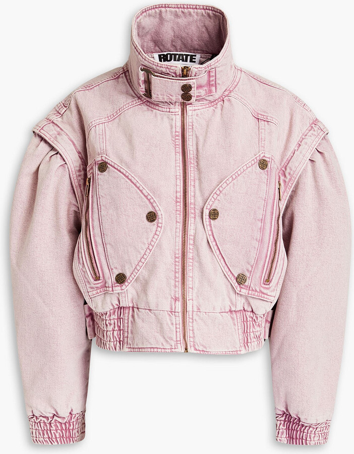 Pink ROTATE BIRGER CHRISTENSEN Trina Cotton Denim Jacket in Purple Womens Clothing Jackets Jean and denim jackets 