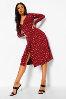 Thumbnail for your product : boohoo Ditsy Floral Long Sleeve Midi Smock Dress