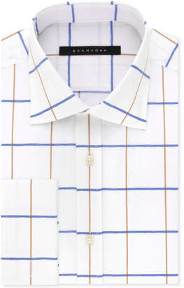 Sean John Men's Classic-Fit White Print French Cuff Dress Shirt