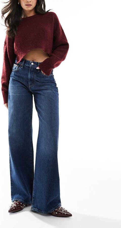 Calvin Klein Jeans wide leg jeans in dark tint