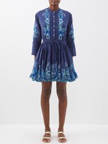 Thumbnail for your product : Juliet Dunn Floral-embroidered Cotton Mini Shirt Dress