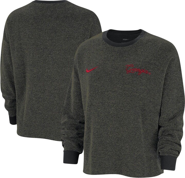 Women's Nike Black Georgia Bulldogs Yoga Script Pullover Sweatshirt