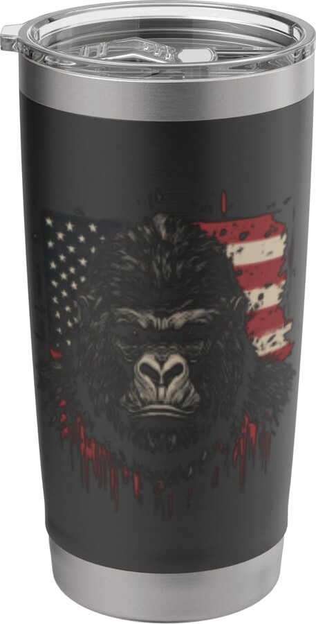 Gorilla & Patriotic USA Graphic Gorilla American Flag Patriotic Design Stainless Steel Insulated Tumbler