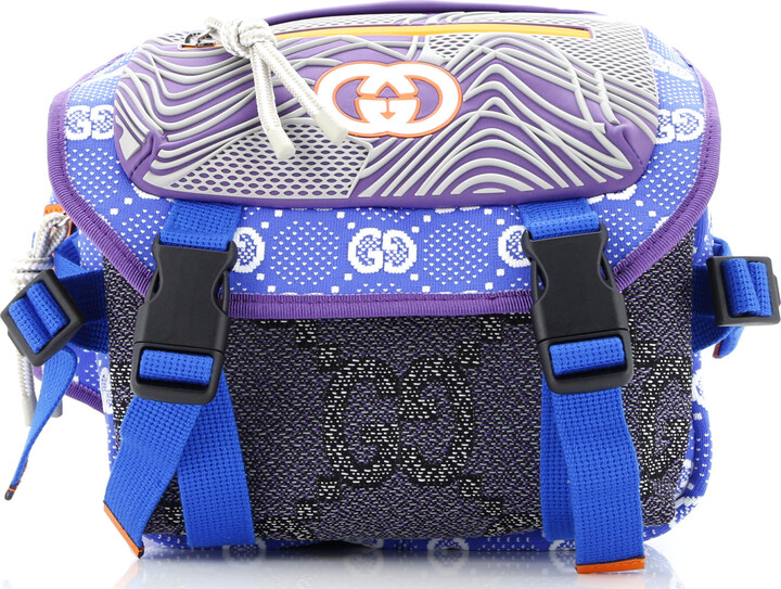 GUCCI Buckle Flap Chest Strap Backpack GG Fabric with Rubber